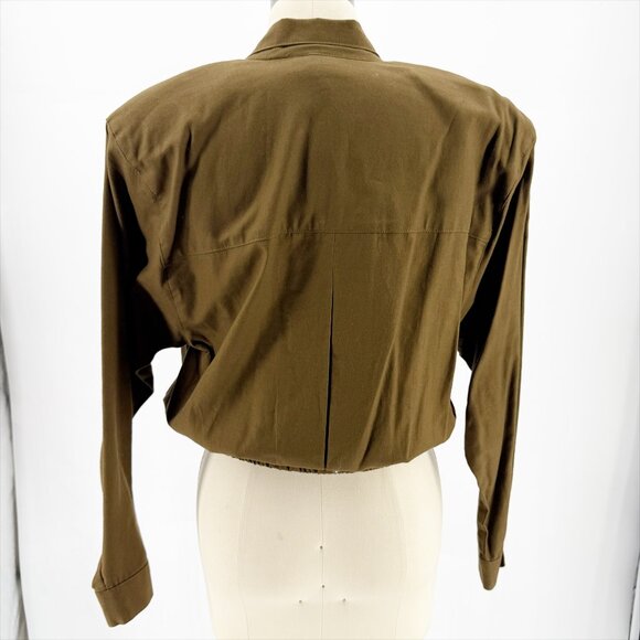 Vtg 80s Cropped Brown Boho Chic Freedom Parisian Military Jacket - Picture 4 of 13